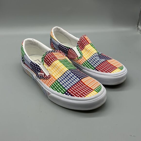 Like new Vans Classic Slip-On PRIDE LGBTQ LGBT Rainbow Multi Color Slip Ons - Picture 3 of 7